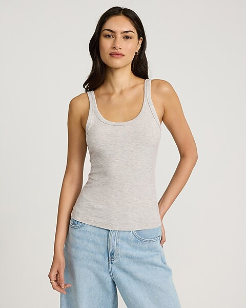 Essential Fitted Ribbed Scoop Neck Sleeveless Tank | Express
