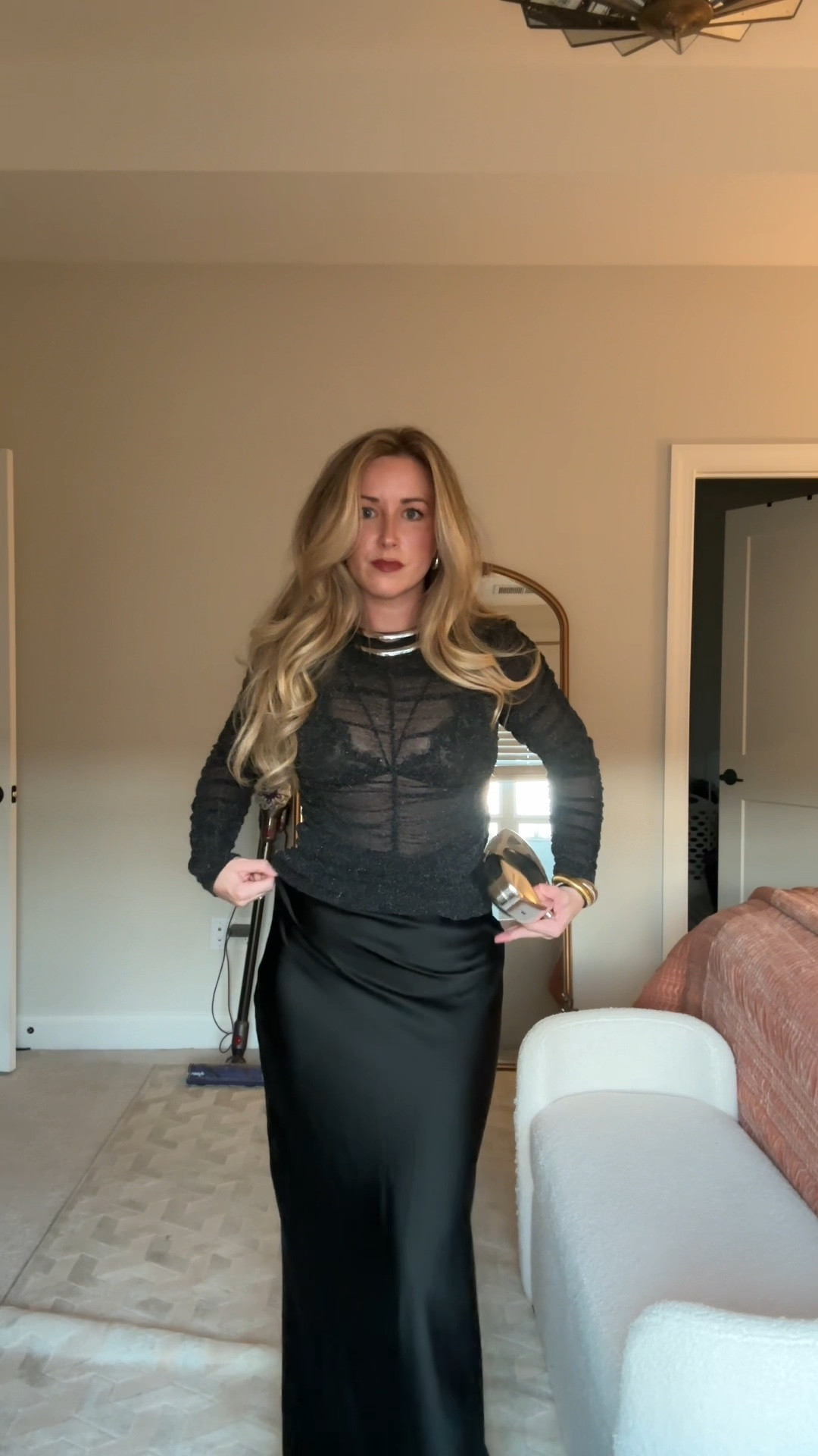 Let the Holiday parties commence | Obsessed with this black maxi skirt/glitter top combo! Paired with my silver heels and clutch 🩶🖤

#LTKHoliday #LTKSeasonal #LTKFindsUnder100