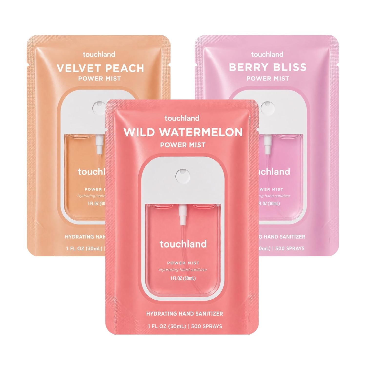 Touchland Juicy Trio Hydrating Hand Sanitizer Spray Set Travel Size | Amazon (US)