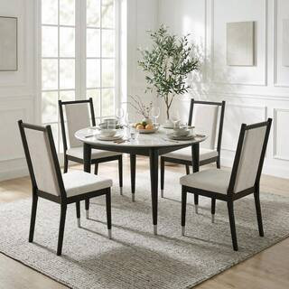 Gitkin 5-Piece Round Black/White Sintered Stone Top Dining Room Set (Seats 4) | The Home Depot