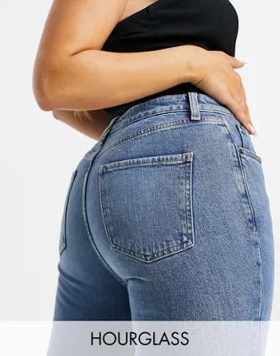 ASOS DESIGN Hourglass mid rise vintage 'skinny' jeans in midwash with rips | ASOS (Global)