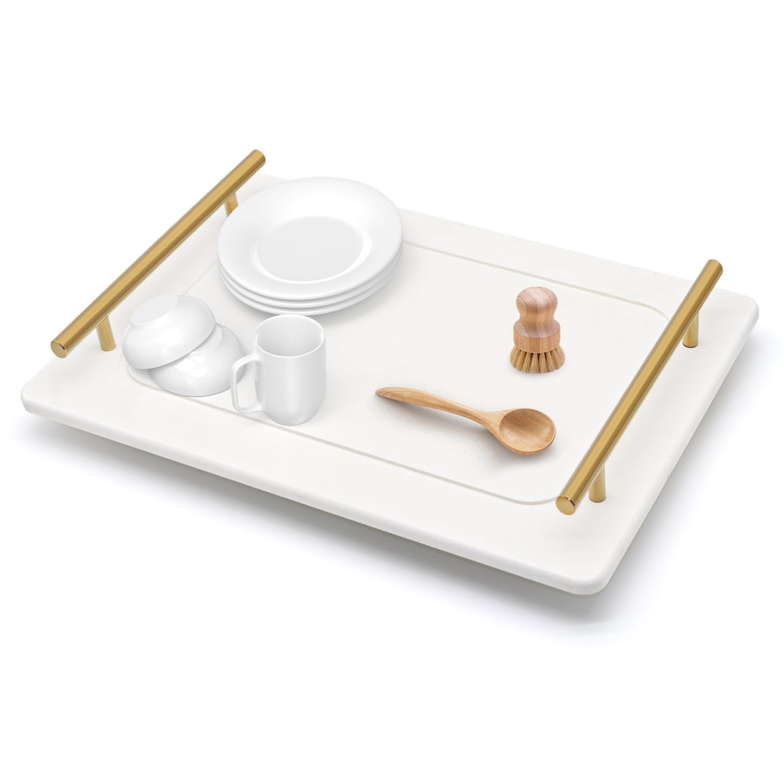 Water Absorbing Stone Dish Drying Mats for Kitchen Counter, Quick Dry Diatomaceous Earth Sink Tra... | Amazon (US)