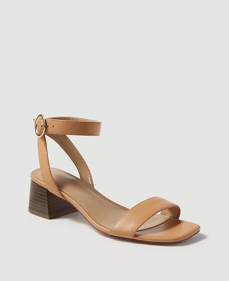 Celeste Cross Strap Leather Block Heel Sandals | Ann Taylor | Ann Taylor (US)