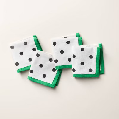 4ct Polka Dot Cloth Napkins Black/Cream/Green - kate spade new york x Target | Target