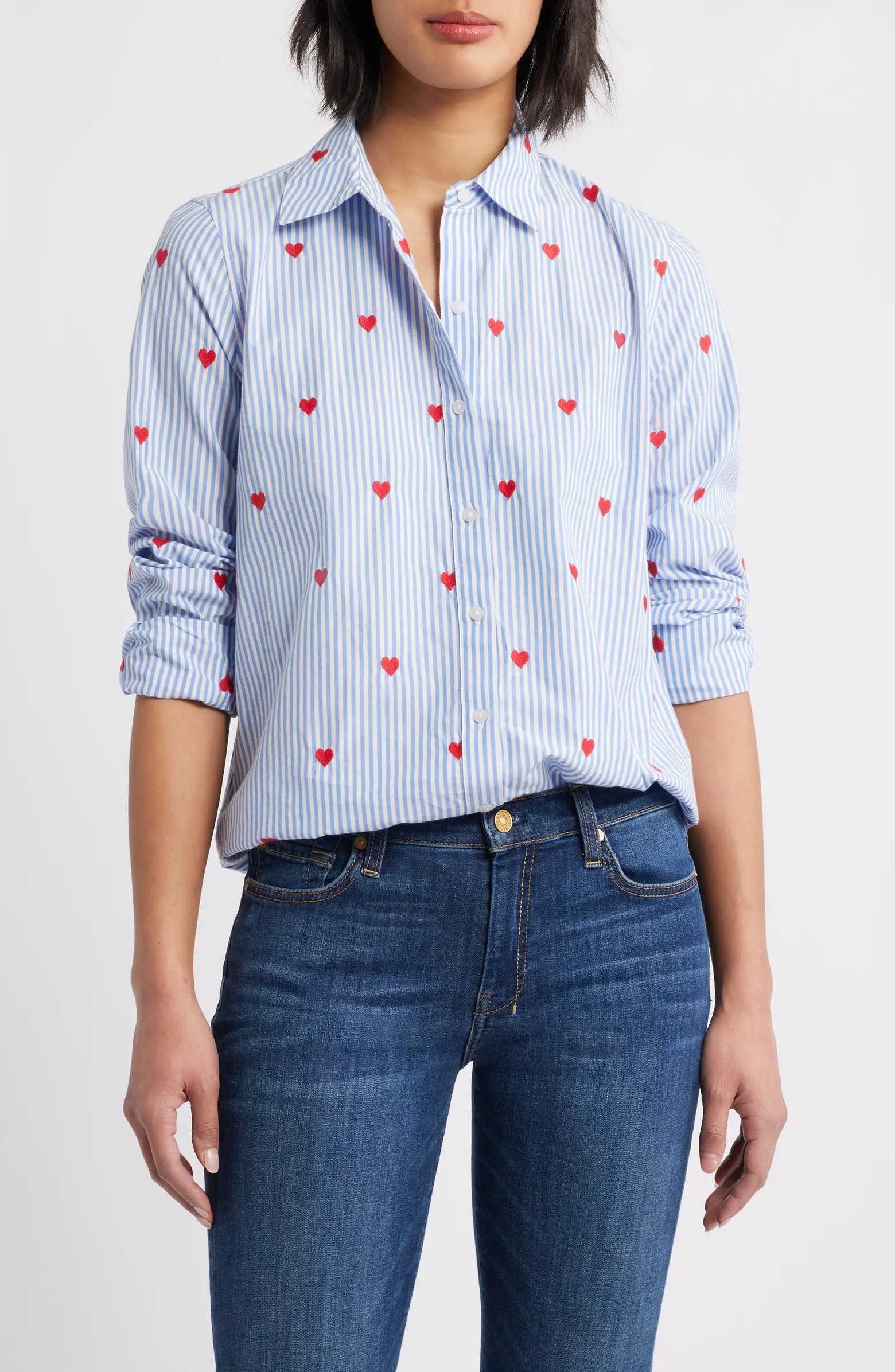 Embroidered Heart Button-Up Shirt | Nordstrom