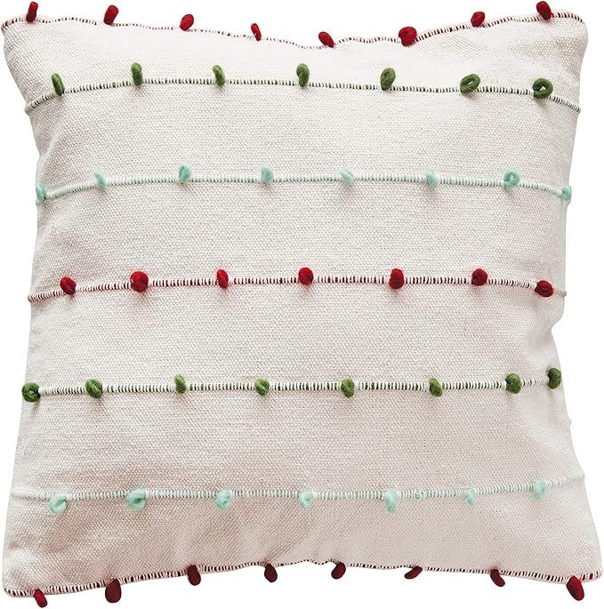 Amazon.com: Creative Co-Op 18" Square Cotton w/Embroidery Loop, Multi Color Pillows : Home & Kitc... | Amazon (US)