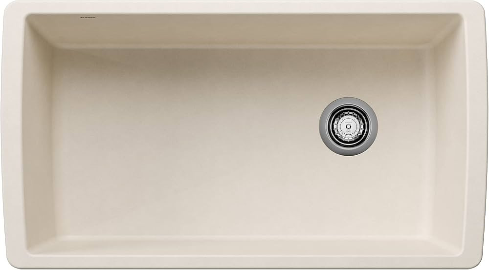 BLANCO 443071 Diamond Silgranit Super Single Undermount Kitchen Sink, 33.5" L X 18.5" W - Soft Wh... | Amazon (US)