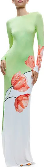 Delora Floral Long Sleeve Open Back Maxi Dress | Nordstrom