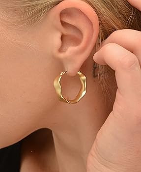 DAZLIME Matte Silver/Gold Hoop Earrings for Women, Fashionista-Approved Trendy, Noble & Elegant I... | Amazon (US)