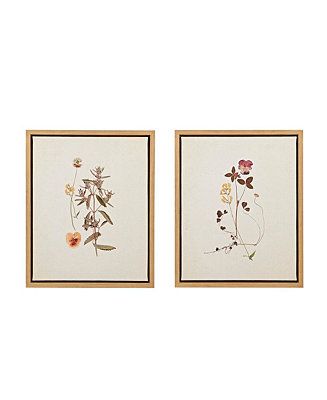 Martha Stewart French Herbarium Set Framed Linen Canvas 2-Pc Set | Macys (US)