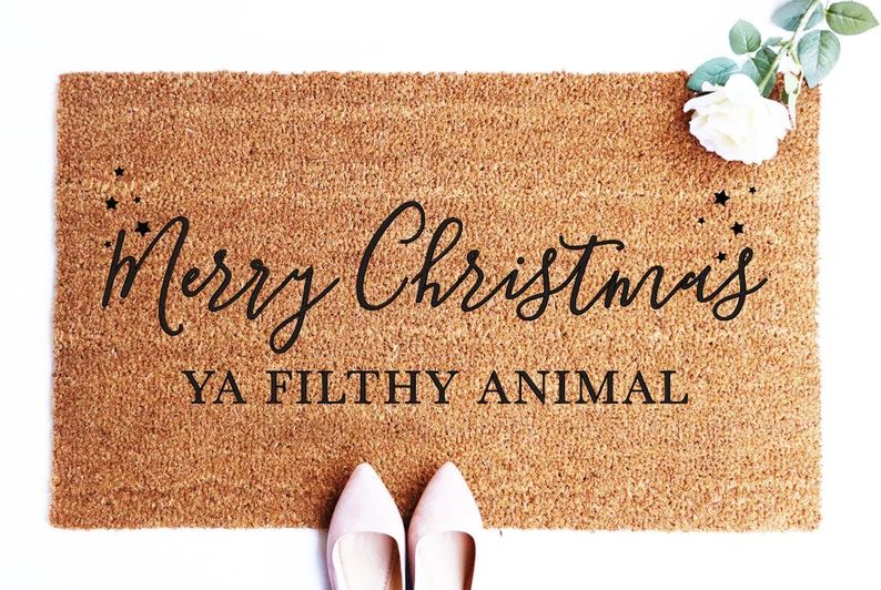 Winter Decor, Merry Christmas Ya Filthy Animal, Christmas Doormat, Funny Christmas Doormat, Grisw... | Etsy (US)