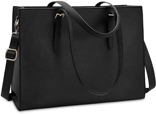 Laptop Bag for Women Waterproof Lightweight Leather 15.6 Inch Computer Tote Bag Business Office B... | Amazon (US)
