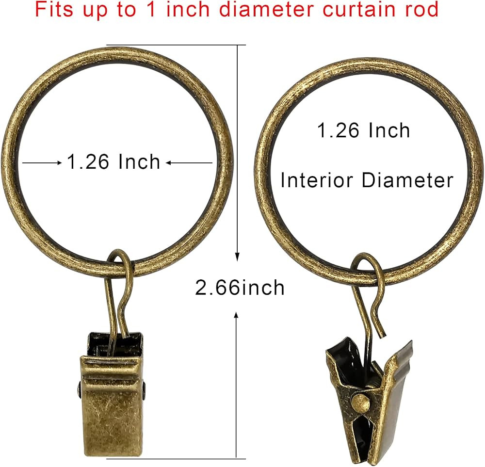 40 Pack Curtain Rings with Clips, Drapery Clips with Rings, Drapes Rings 1.26 in Interior Diamete... | Amazon (US)