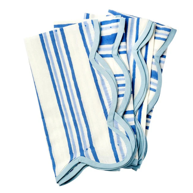 Coastal Stripe Scallop Napkins | Cailini Coastal