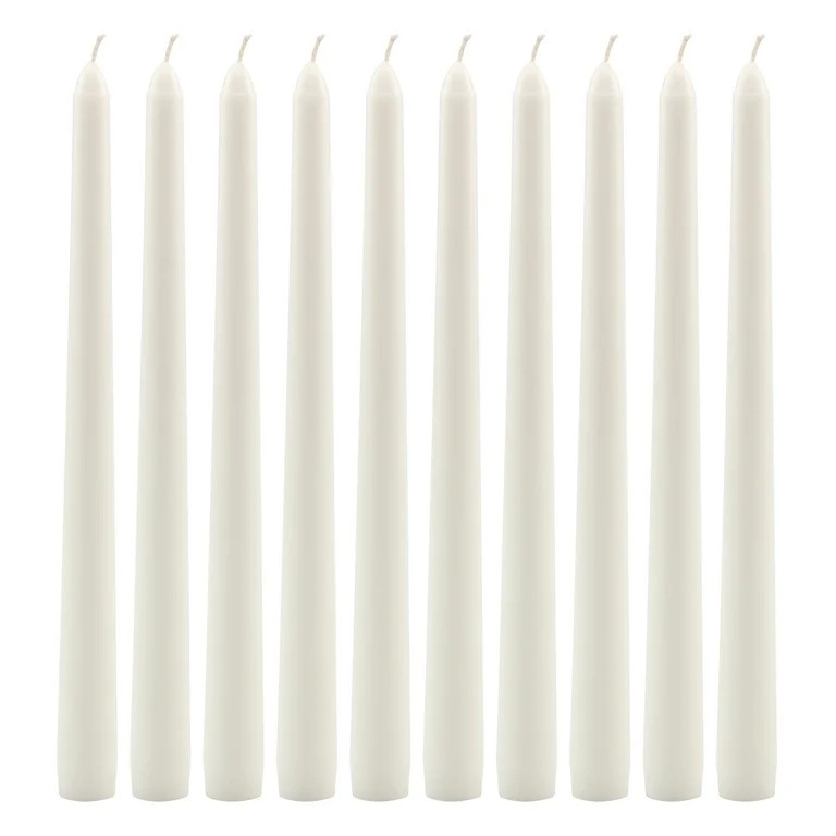 Stonebriar Unscented 10" Dripless Taper Candles with 7 Hour Burn, 10 Pack, White | Walmart (US)