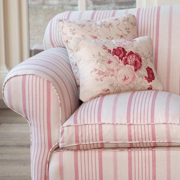 Kate Forman Pink Ticking Fabric | Lavender Fields