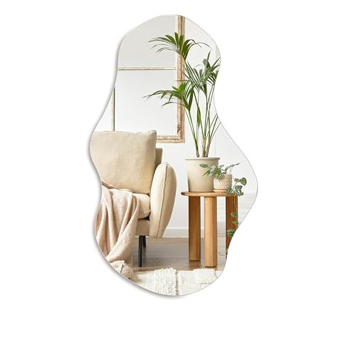 PERFNIQUE Irregular Wall Mirror Asymmetrical Mirror, 34''x20.5'' Decorative Modern Mirrors for Bathroom Bedroom Living Room Entryway, Cloud Frameless Mirror, Wall Mounted (34''x20.5'', Cloud) | Amazon (US)
