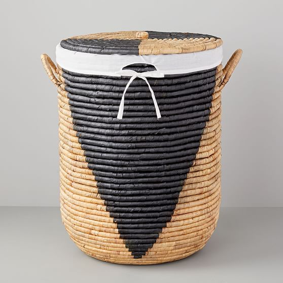 Two-Tone Woven Seagrass, Hamper, Large, 18.9""W x 24.4""H | West Elm (US)