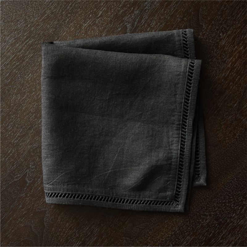 Eyelet Modern Black Linen Dinner Napkin + Reviews | CB2 | CB2