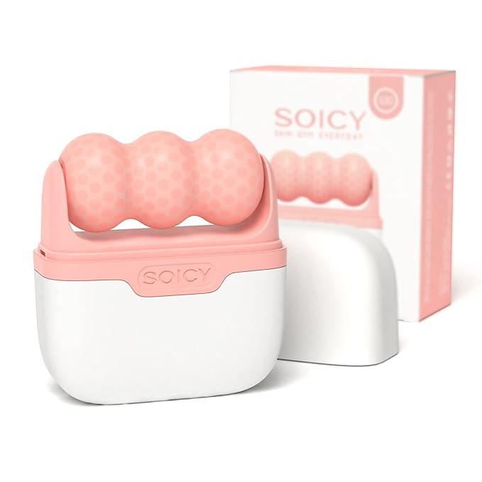 SOICY S30 2-in-1 Ice Roller Face Cooling Ice Facial Eye Skin Roller with Plastic Cover, Pink | Amazon (US)