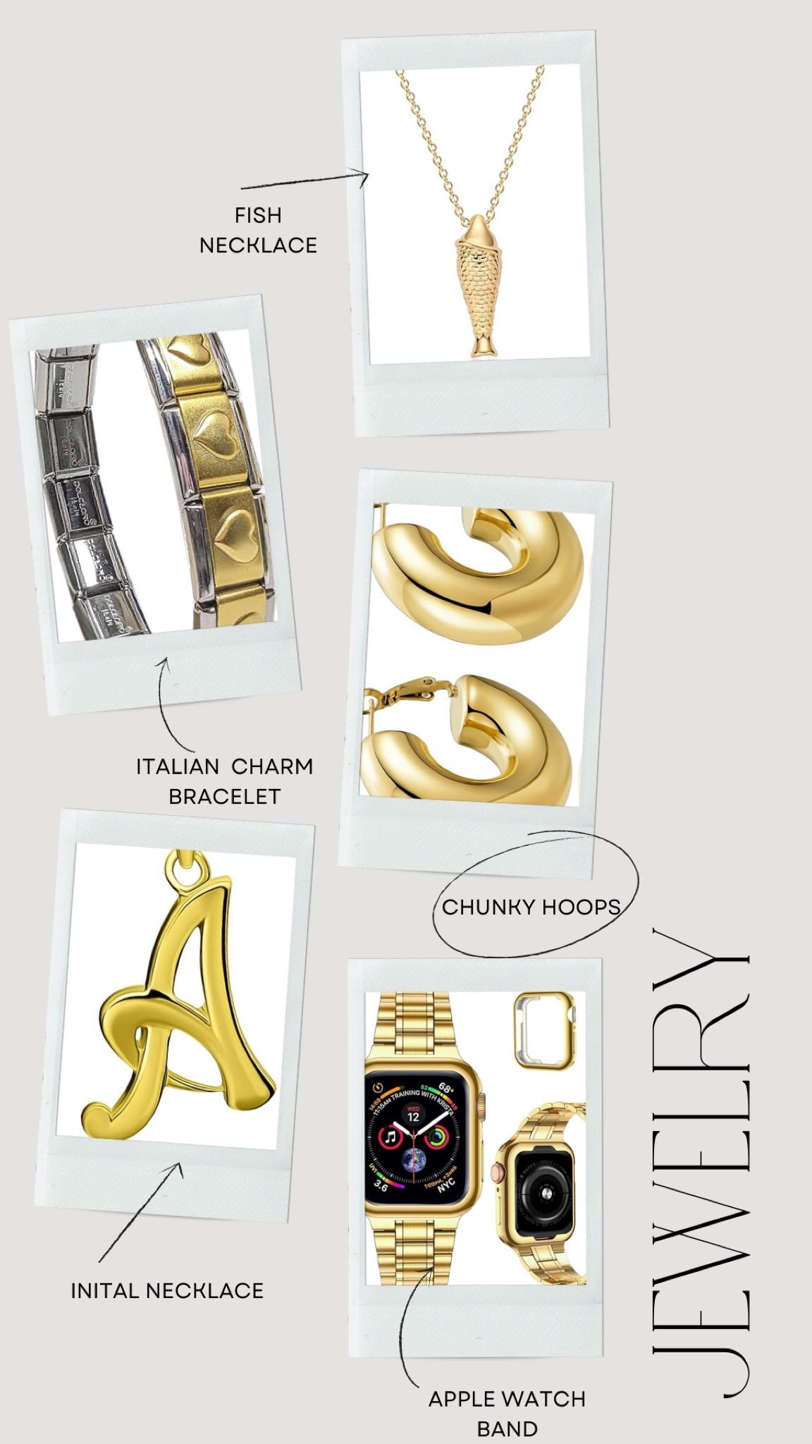 Cool Girl Gift Guide - Part 1

Jewelry: Fish charm necklace, gold Italian charm bracelet, chunky hoop earrings, initial necklace and gold metal Apple Watch band

#LTKGiftGuide #LTKHoliday #LTKfindsunder50