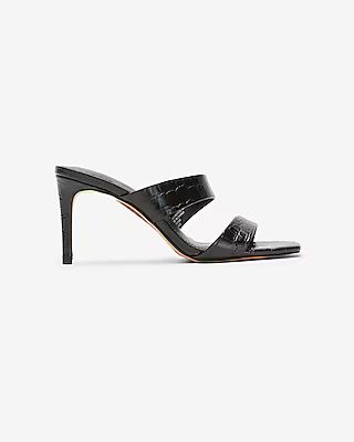 Textured Asymmetrical Double Band Slide Heels | Express