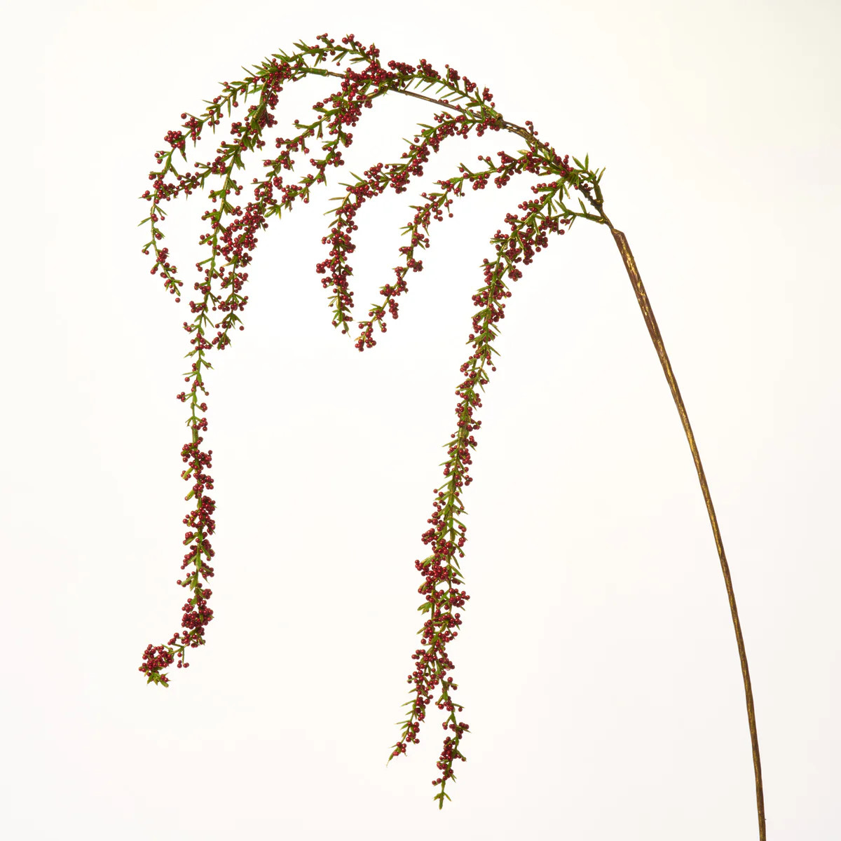 Large Red & Green Weeping Sparkle Berry Branch Spray - 47" | Darby Creek Trading