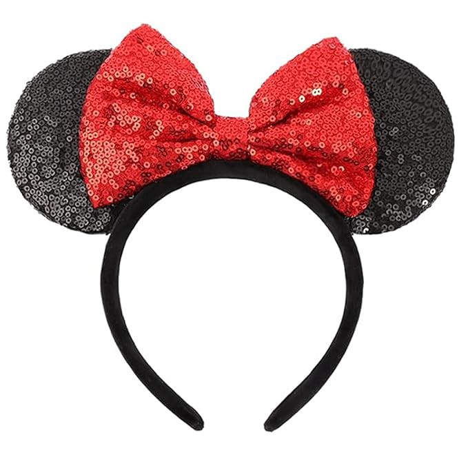 XINXIYAN Mouse Ears Headband for Women Glitter Sequin Mouse Ears Bow Headband Birthday Party Prin... | Amazon (US)