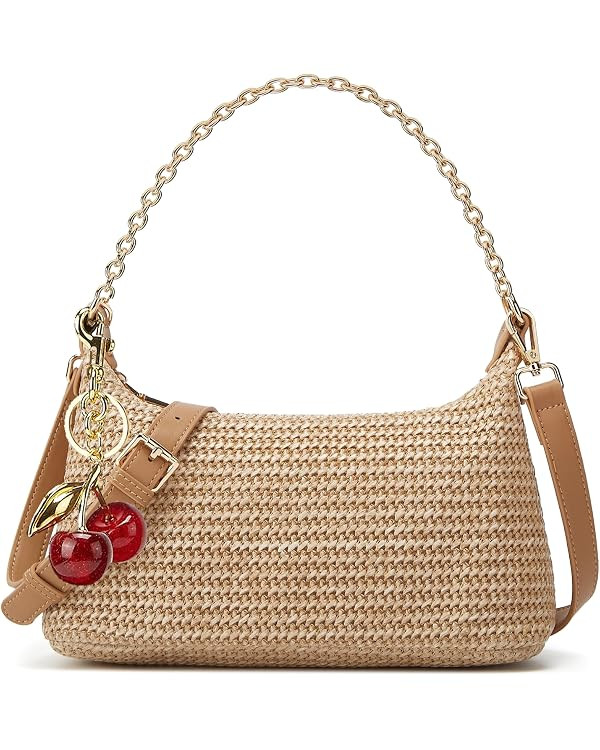 Women's Straw Woven Shoulder Bag Beach Purse Summer Vacation Tote Handbag | Amazon (US)