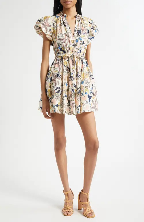 Ulla Johnson Izel Floral Print Minidress in Magnolia Multi at Nordstrom, Size 00 | Nordstrom