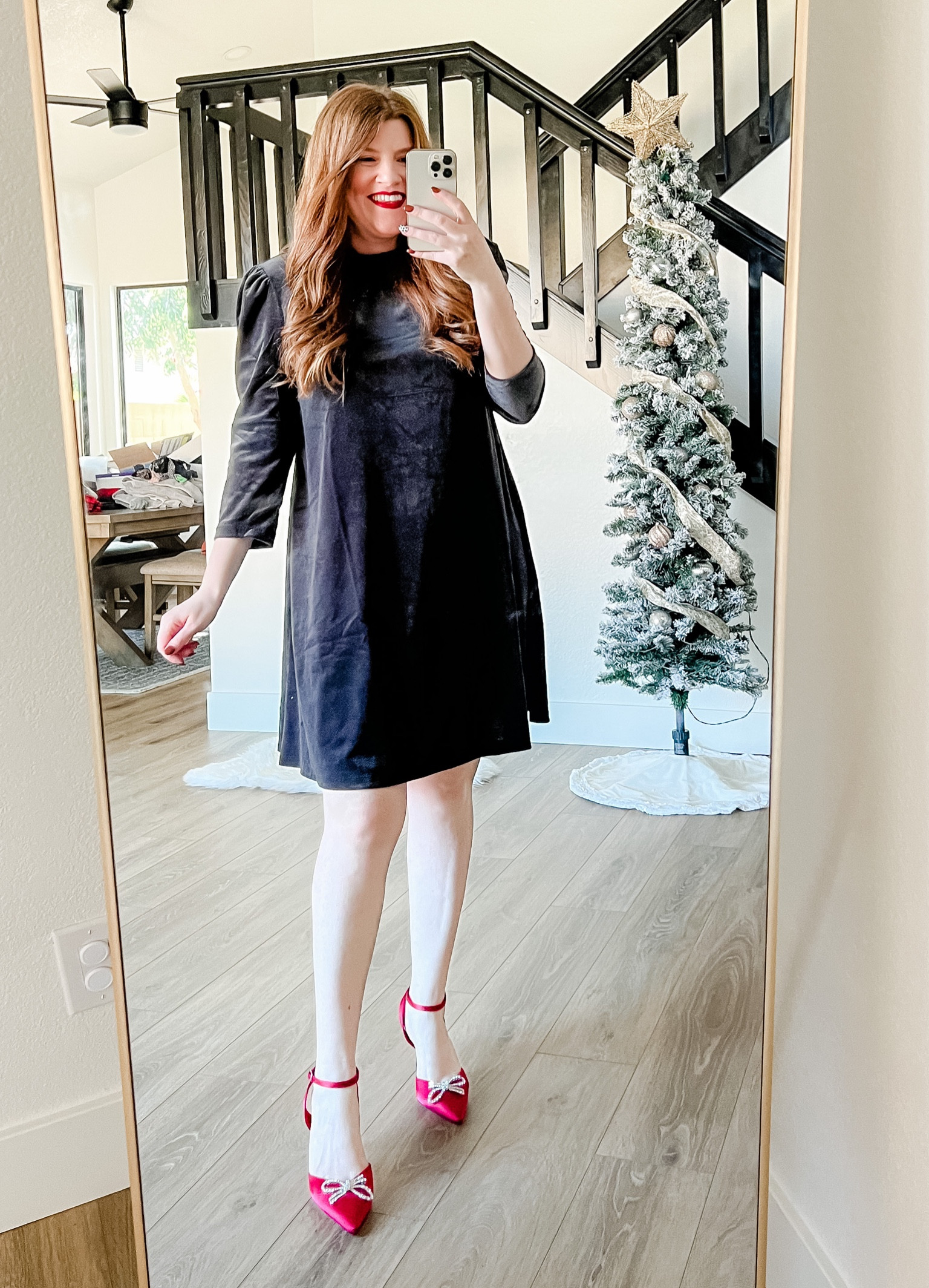 Holiday outfit from Walmart. Walmart dress size medium. Velvet dress. Holiday heels from amazon. 

#LTKunder50 #LTKshoecrush #LTKHoliday