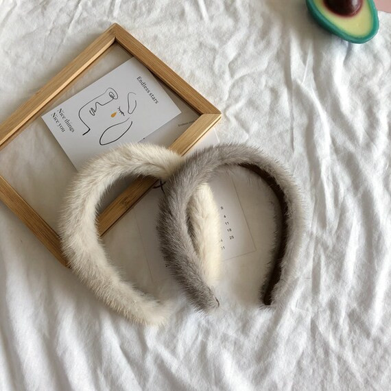 Fluffy Hair Band Real Mink Fur Puffs Pom Poms Headband Women | Etsy | Etsy (US)