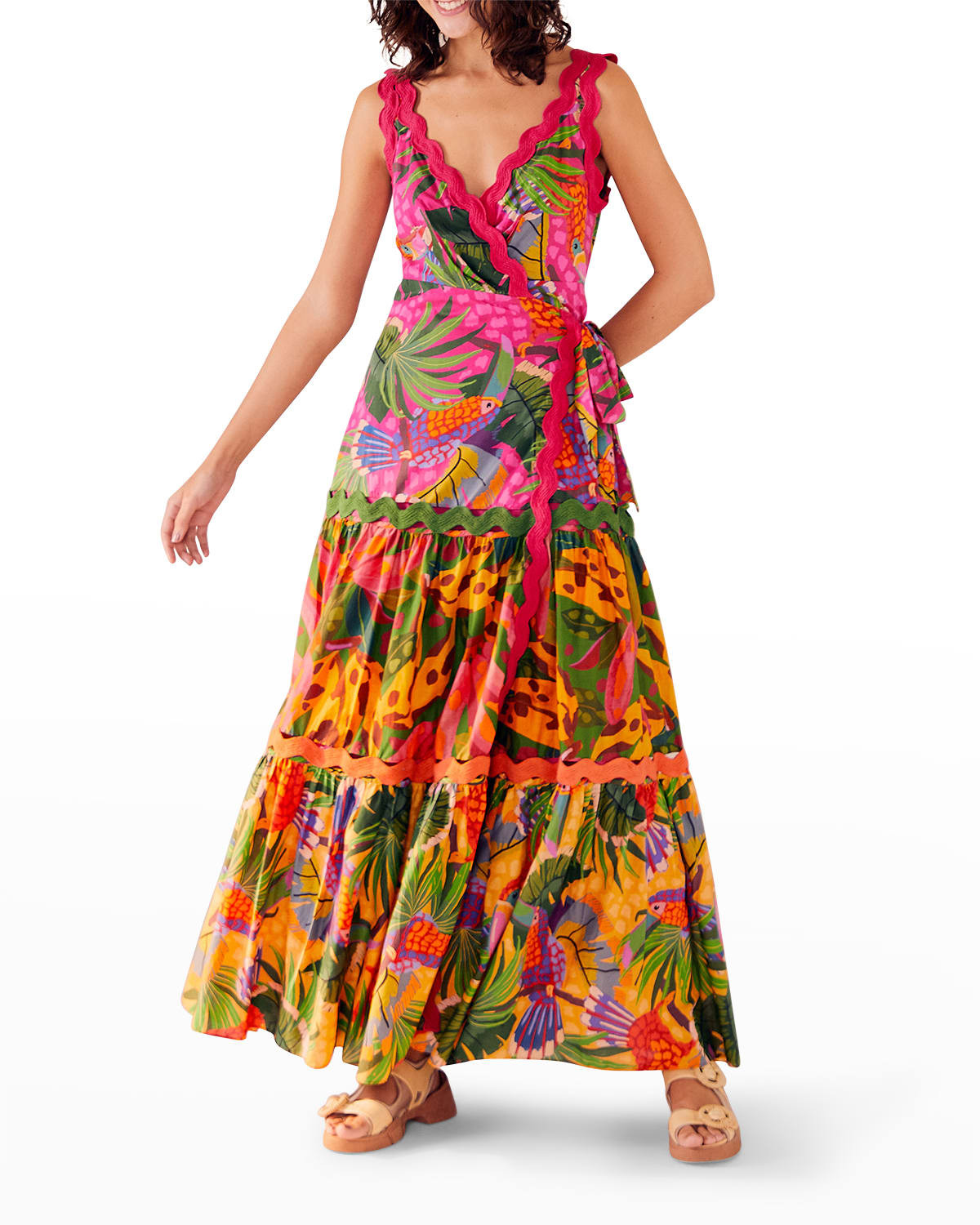 Mixed Painted Toucans Maxi Dress | Neiman Marcus