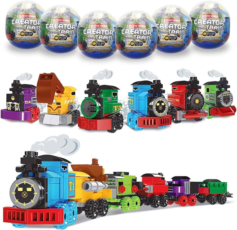 Anditoy 6 Pack Easter Eggs with Train Building Blocks Toys Inside Train Set for Kids Boys Girls E... | Amazon (US)