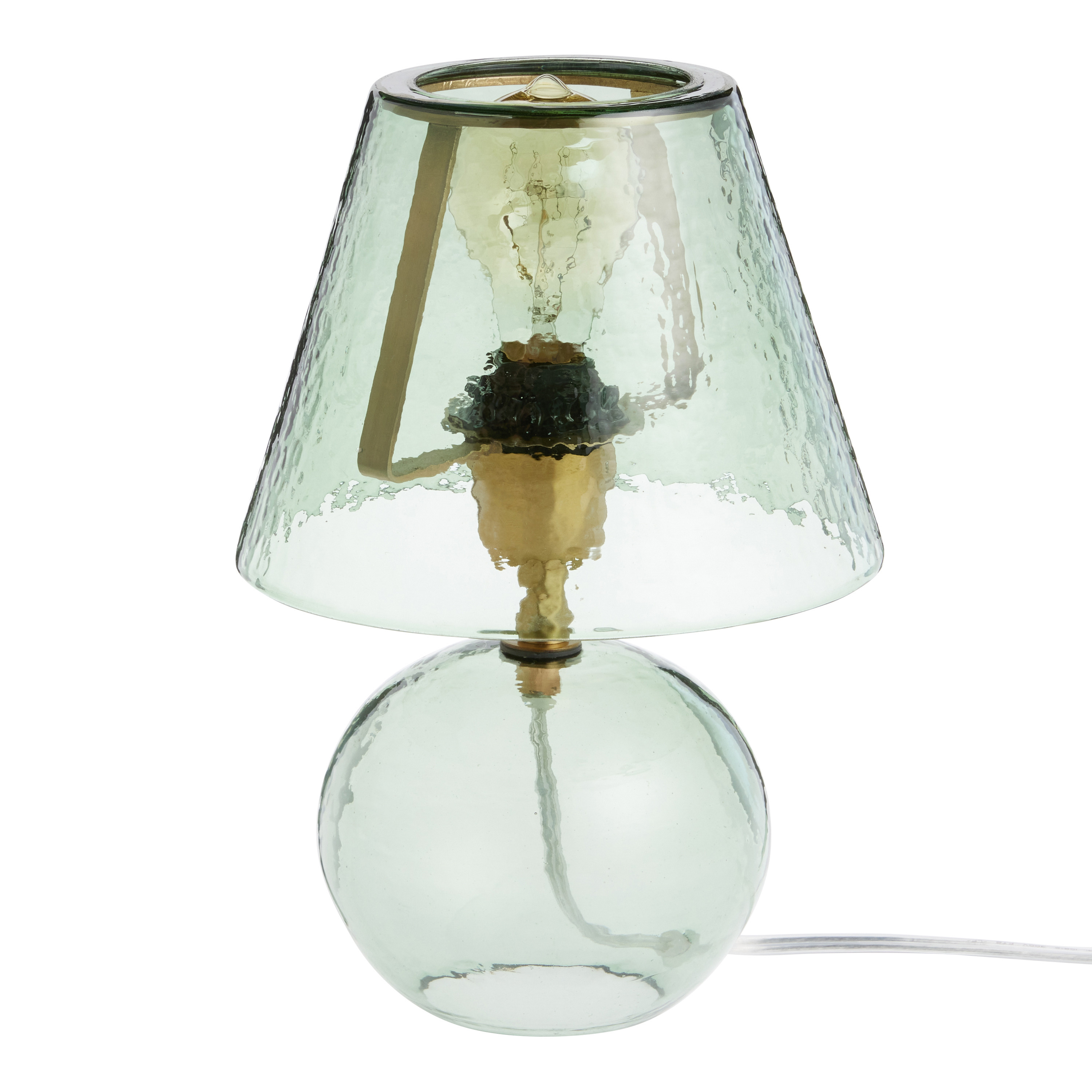 Becca Mini Green Glass and Brass Textured Table Lamp | World Market
