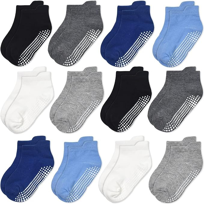 GRPSKCOS Non Slip Toddler Baby Socks 12 Pairs Anti Skid Ankle Socks for Girls Boys Grips Sock for... | Amazon (US)