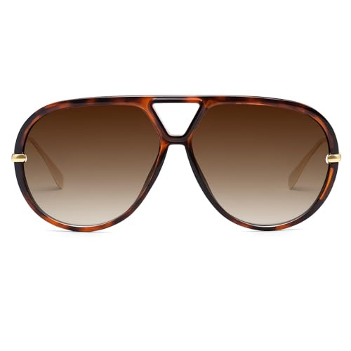 VANLINKER Trendy Polarized Aviator Sunglasses for Women Men Retro Oversized Round Sunglasses Vintage Side Shield Shades VL9798 | Amazon (US)