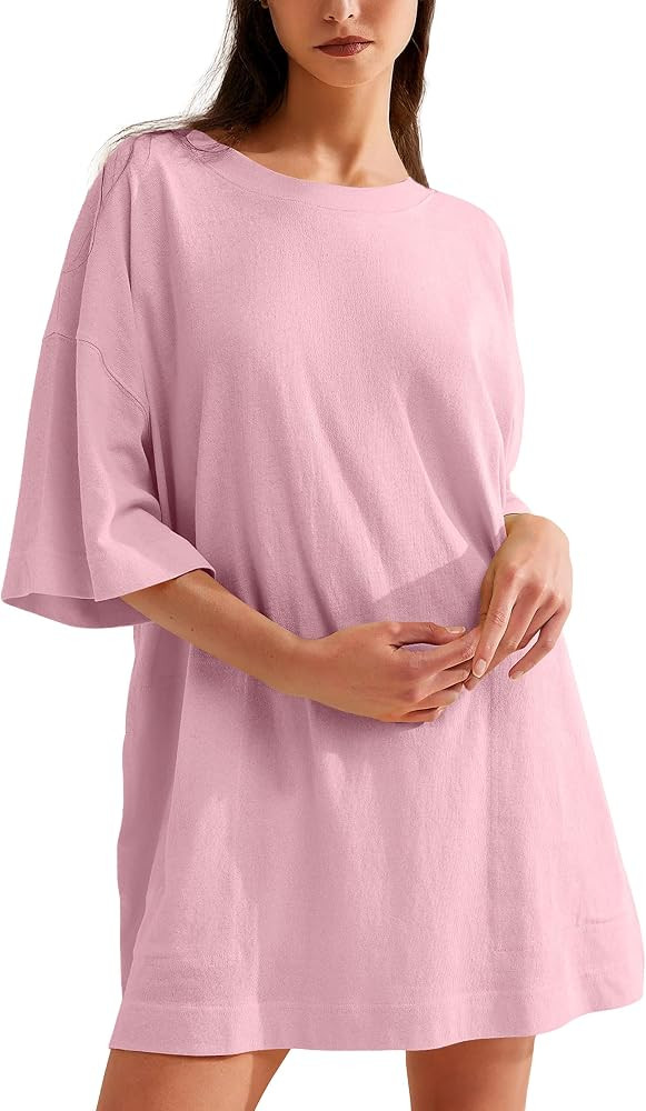 VIUTIL Womens Oversized T Shirt Dress Short Sleeve Crewneck Cotton Mini Dress with Pockets 2025 C... | Amazon (US)