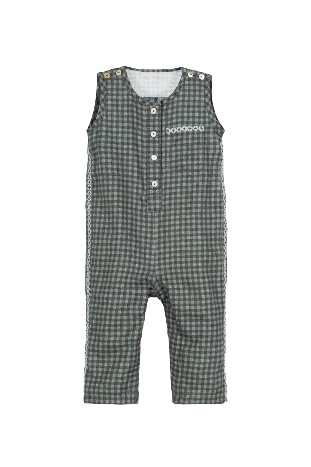 Jonathan Romper in Eucalipto Check | Baybala