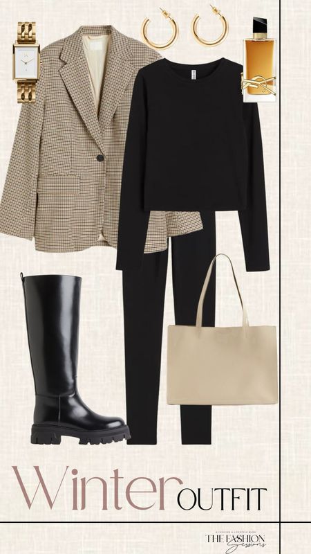 Winter Outfit | Blazer | Black Long Sleeve | Leggings | Knee High Chunky Boots | 

#LTKHoliday #LTKstyletip #LTKSeasonal