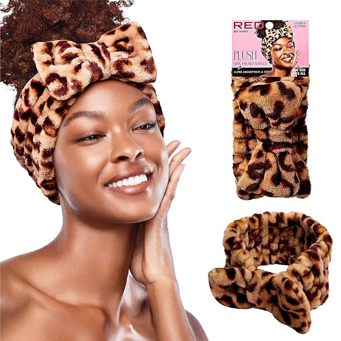 Red by Kiss Spa Headband for Washing Face Facial Makeup Bow Head Band Soft Plush Fleece Stretchy ... | Amazon (US)