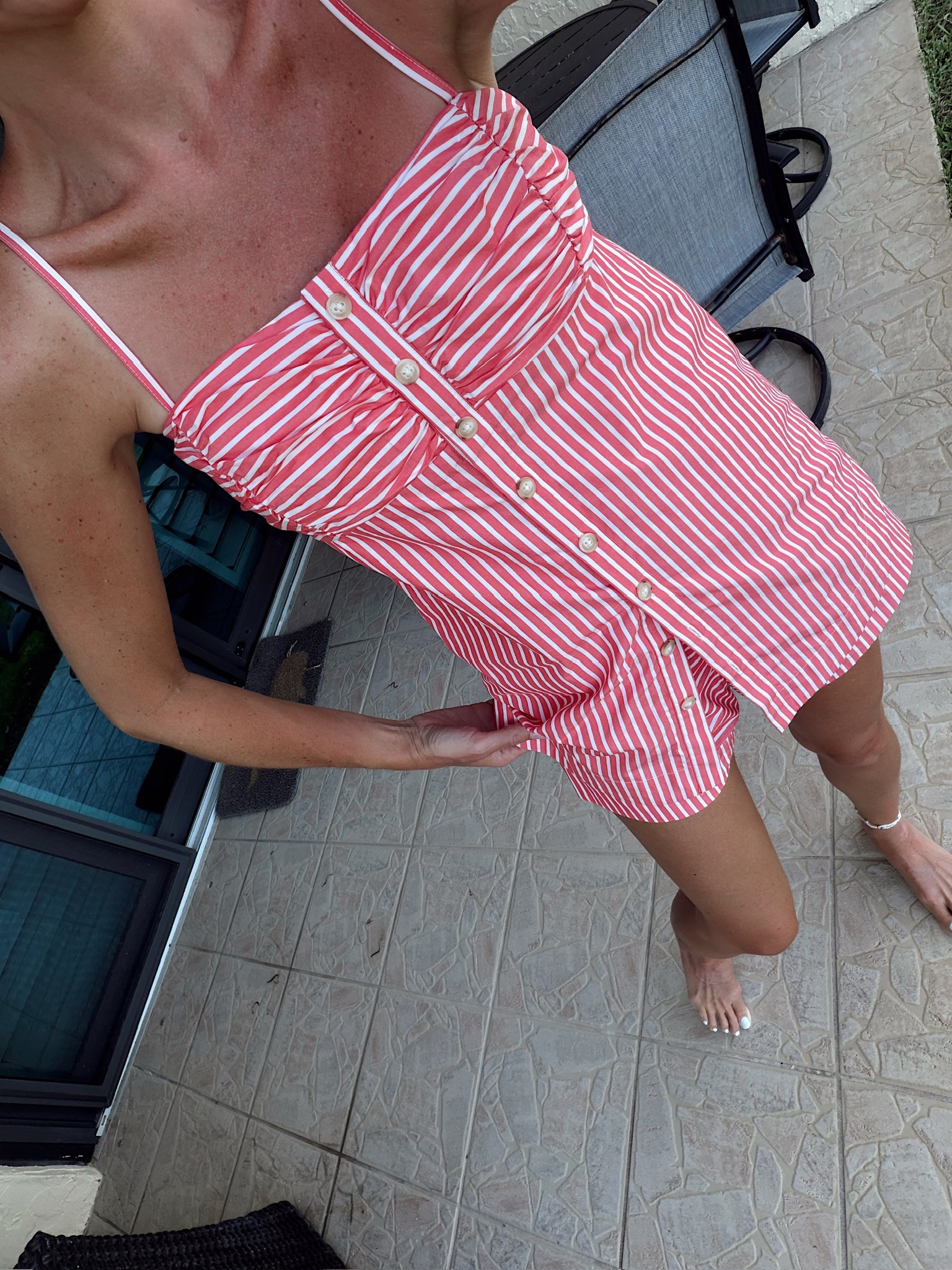 Beach vacation ootd! In a small romper, anklet and accessories- fits tts.

#LTKTravel #LTKSeasonal #LTKootd