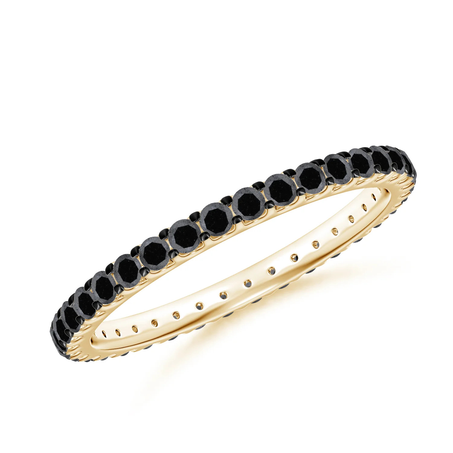 Prong Set Round Enhanced Black Diamond Eternity Wedding Ring | Angara US