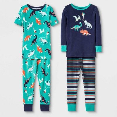 Toddler Boys' 4pc Dinosaur 100% Cotton Pajama Set - Cat & Jack™ Blue | Target