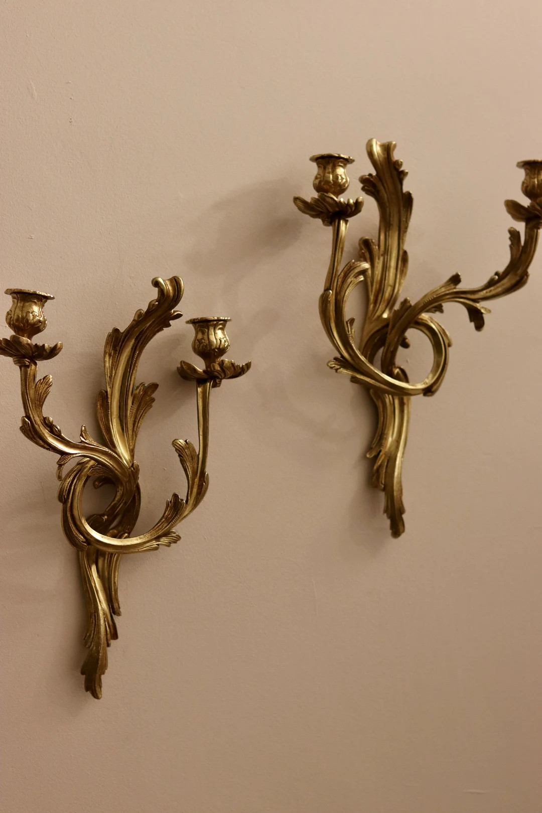 Pair of Brass Louis XV French Wall Sconces - Etsy | Etsy (US)