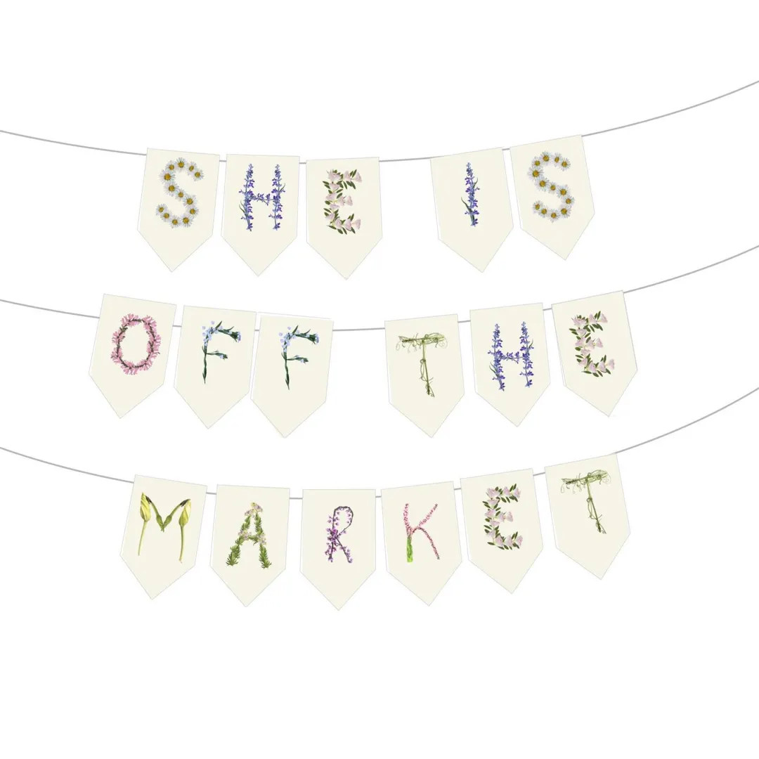 She is Fresh off the Market Hanging Banner - Custom Spring Floral Bridal Shower or Bachelorette p... | Etsy (US)