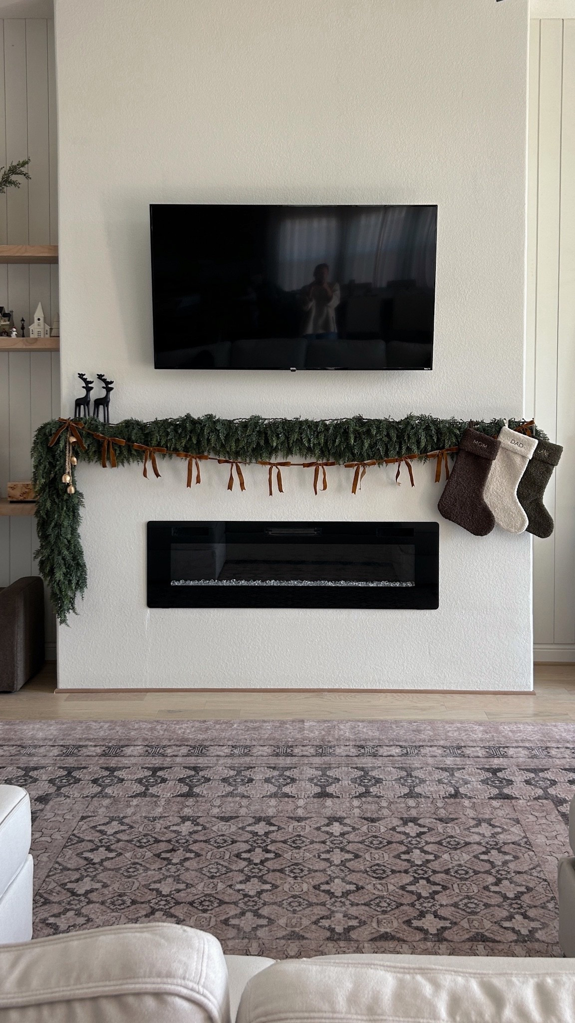 pov: you built the fireplace with this Christmas mantel in mind 🔔🎄🎅🏼 cedar garland, bow garland & bells all from amazon 🫶🏼✨ 
#amazonchristmasfinds #amazonfinds #christmasdecorating #neutralchristmasdecor  #cozychristmas




#LTKHoliday #LTKFindsUnder100 #LTKHome