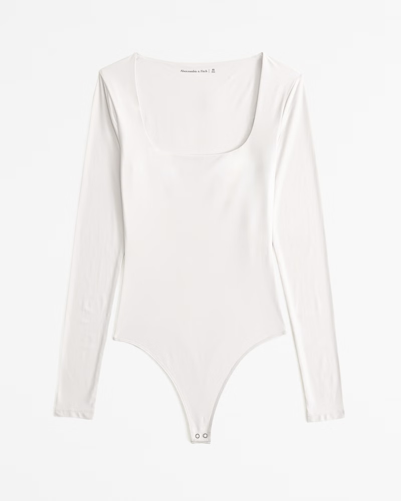 Soft Matte Seamless Long-Sleeve Squareneck Bodysuit | Abercrombie & Fitch (US)