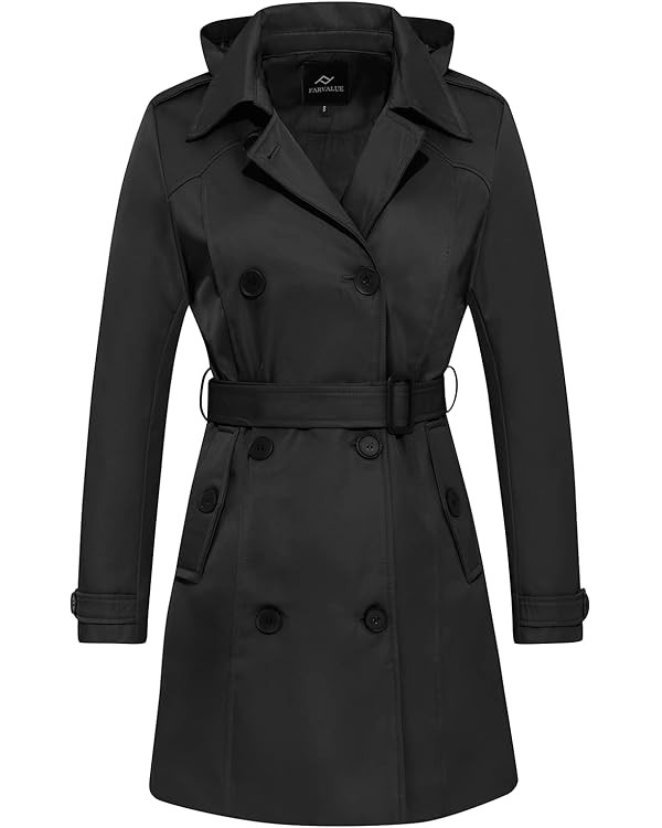 FARVALUE Women's Waterproof Trench Coat Double Breasted Windbreaker Classic Belted Lapel Overcoat... | Amazon (US)