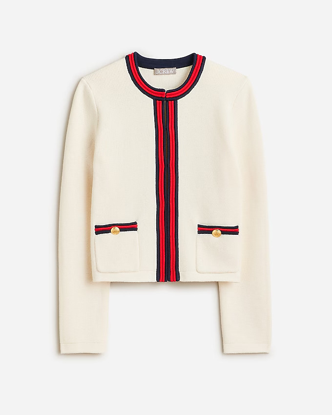 Emilie sweater lady jacket with contrast trim | J. Crew US